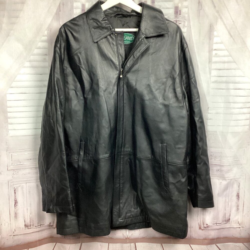 Overland Black Leather Jacket L